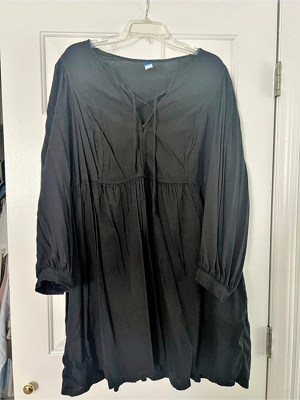 Old Navy Tiered Lace-Up Mini Swing Dress Black Lace-Up Mini Dress Size XXL